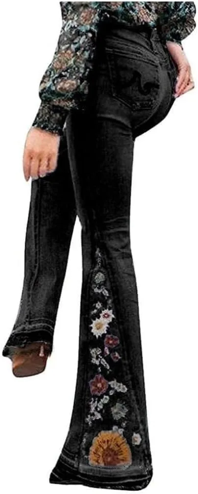 

Женские джинсы Bell Bottom с вышивкой и цветочным принтом Lxitoler