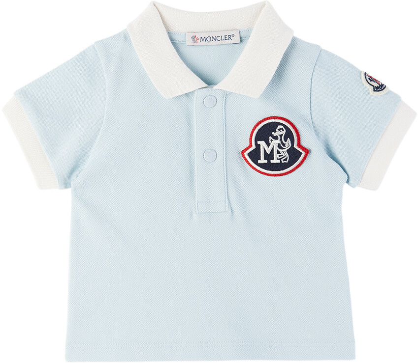 

Поло с детскими нашивками Moncler Enfant, синий