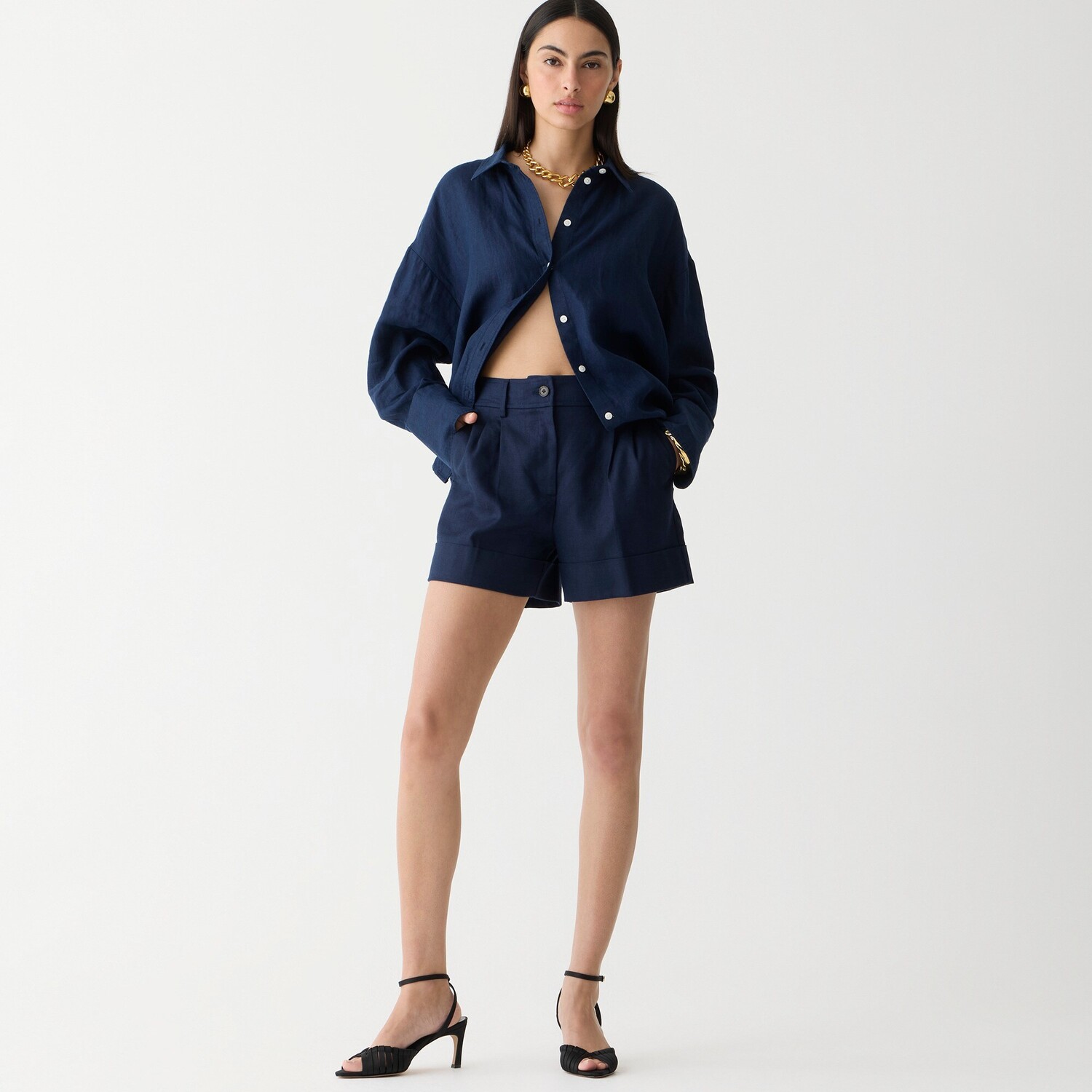 

Шорты Remi из эластичной льняной смеси J.Crew, синий