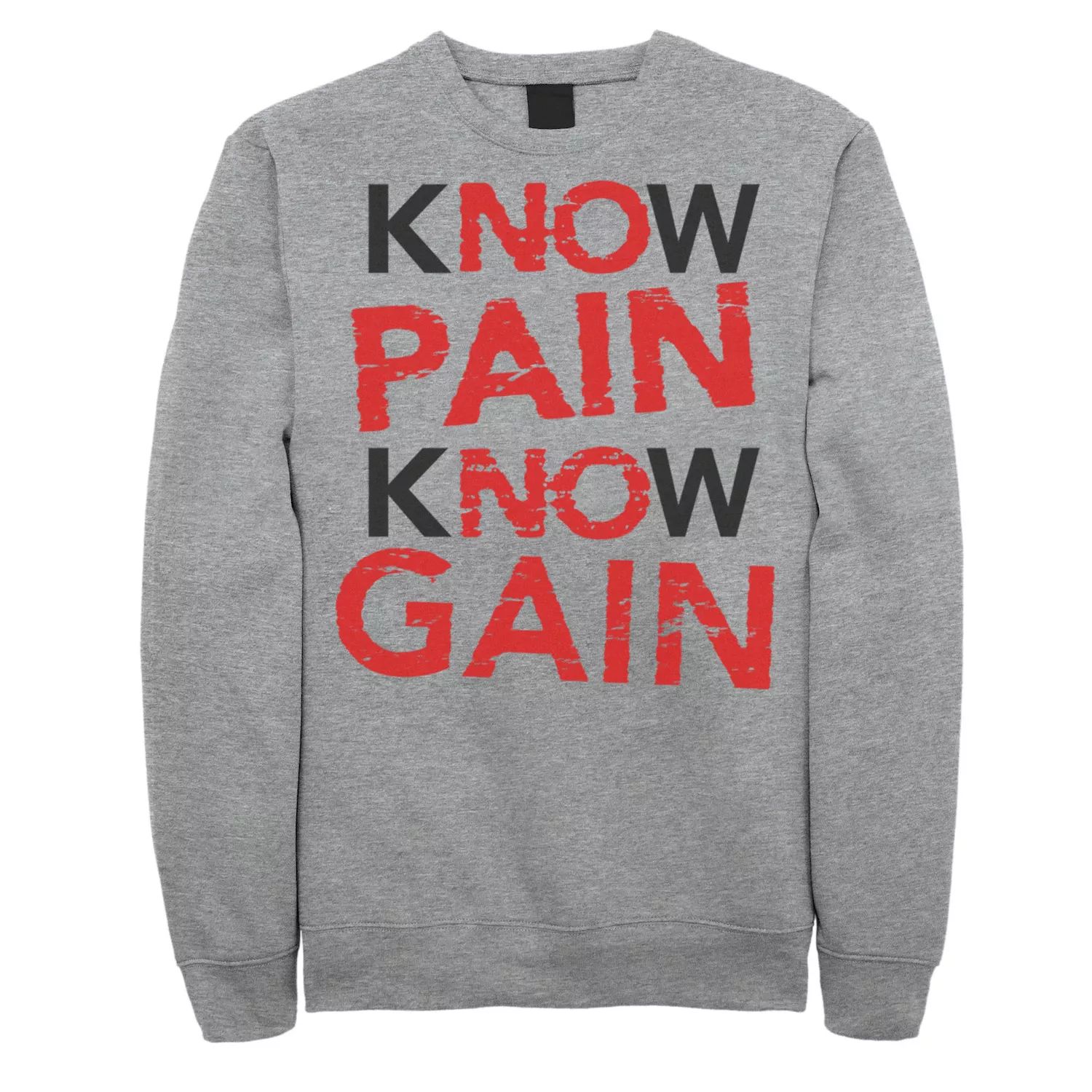 

Мужской флисовый пуловер с рисунком Know Pain Know Gain Word Stack Licensed Character