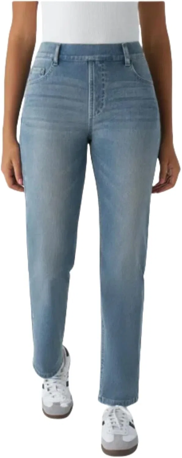 Джинсы прямые с высокой талией, Stretchy, Sky Blue