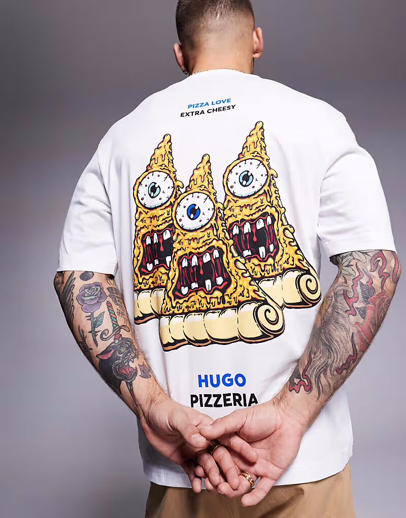 

Футболка HUGO BLUE Nizzerio с принтом пиццы белого цвета