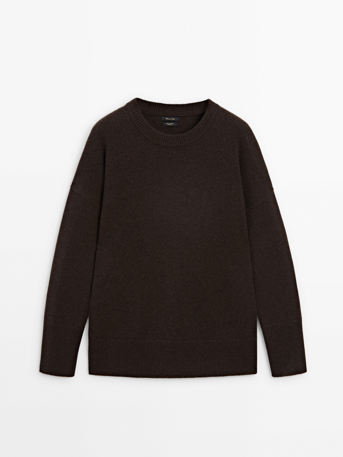 

Свитер с круглым вырезом из 100% кашемира Massimo Dutti, коричневый