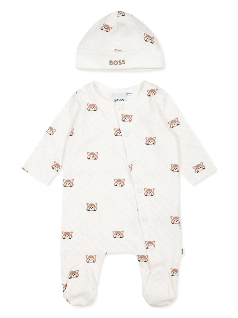 

Пижамный комплект с анималистичным принтом BOSS Kidswear, нейтральный