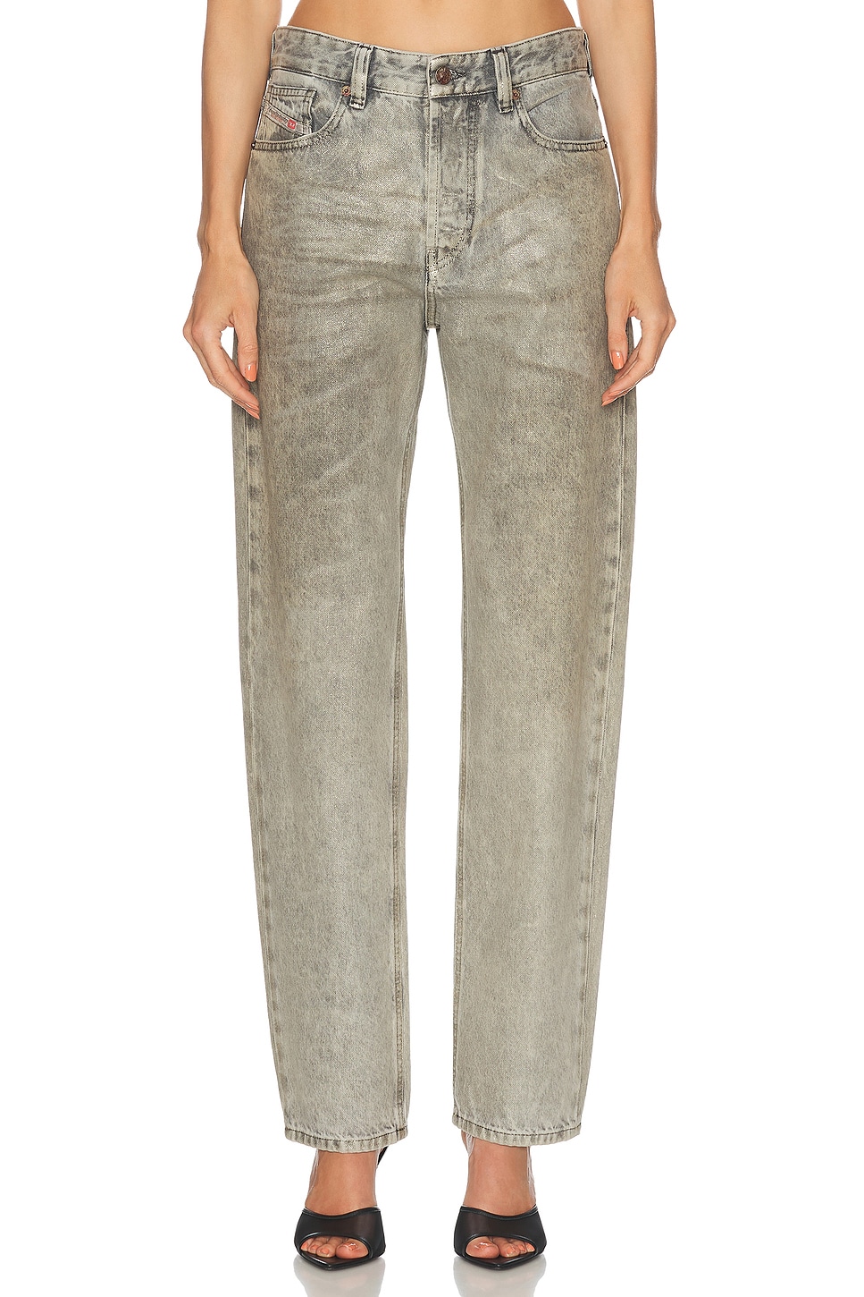 

Прямые джинсы средней посадки Diesel, Silver Metallic