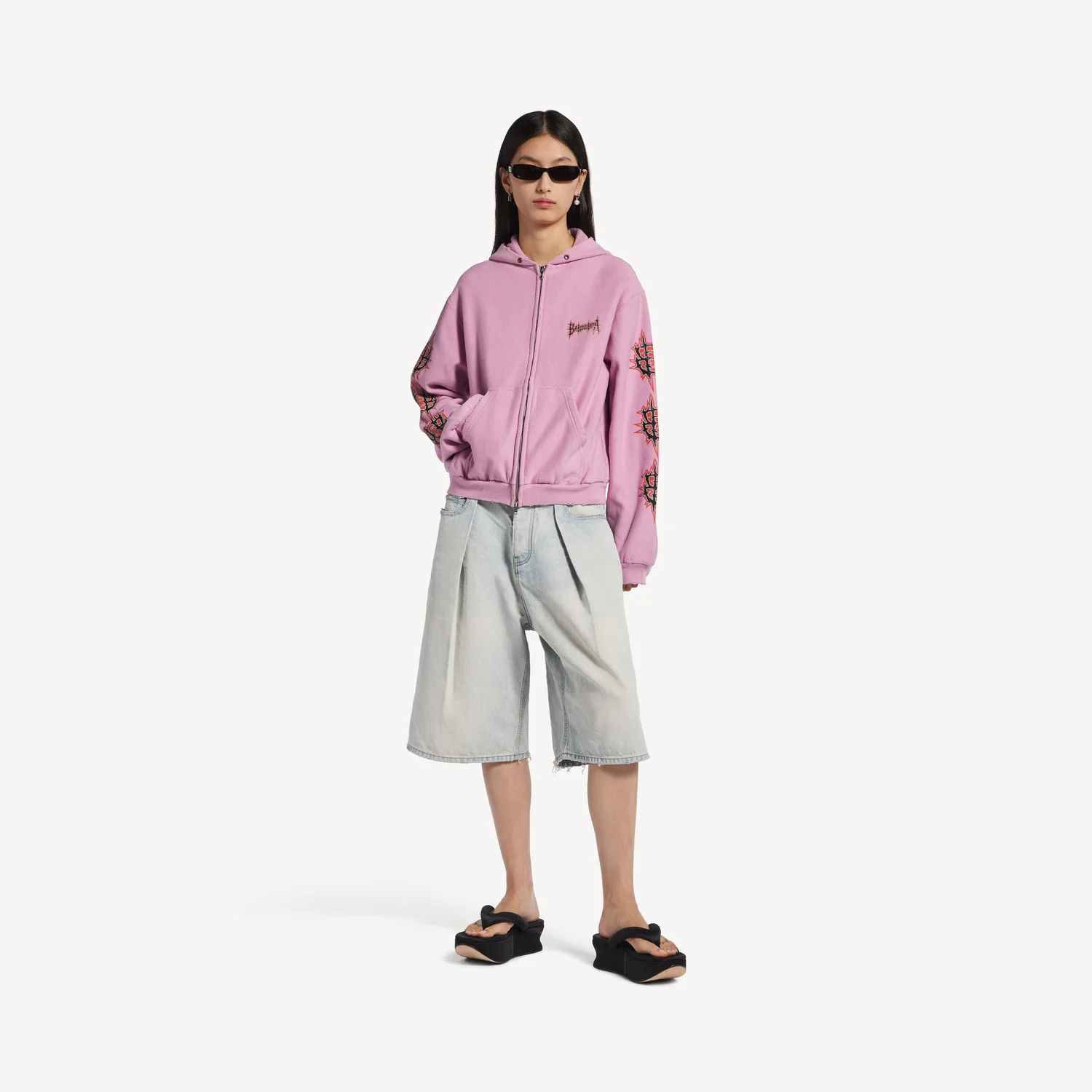 Толстовка Balenciaga Sacré Cœur Medium Fit Zip-Up, розовый — фото 2