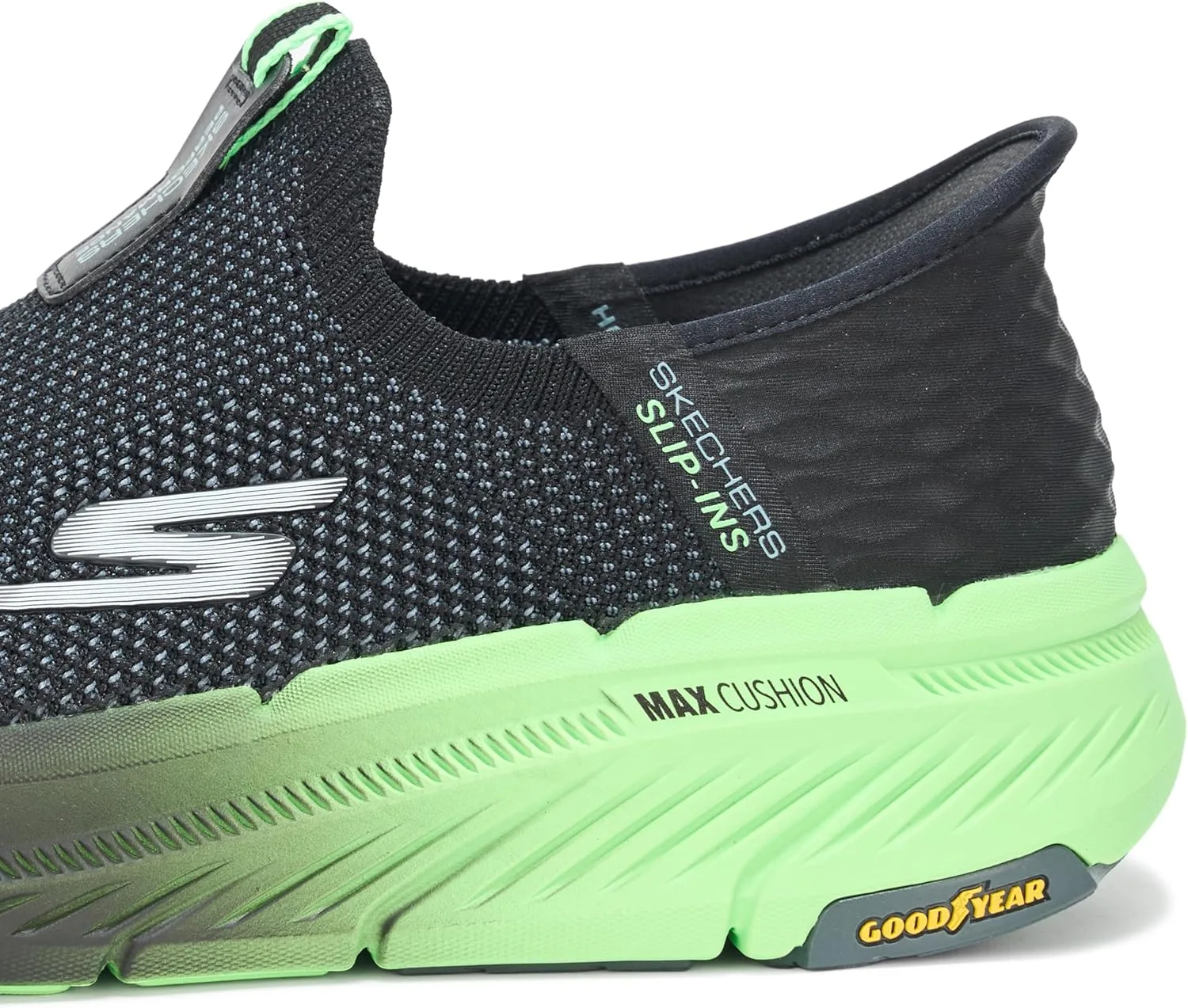 Мужские кроссовки Skechers Max Cushioning Premier 2.0, черный/салатовый — фото 4