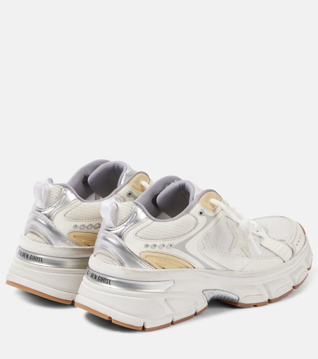 Lightstar кожаные кроссовки с сетчатыми вставками Golden Goose, White/ Gold — фото 2
