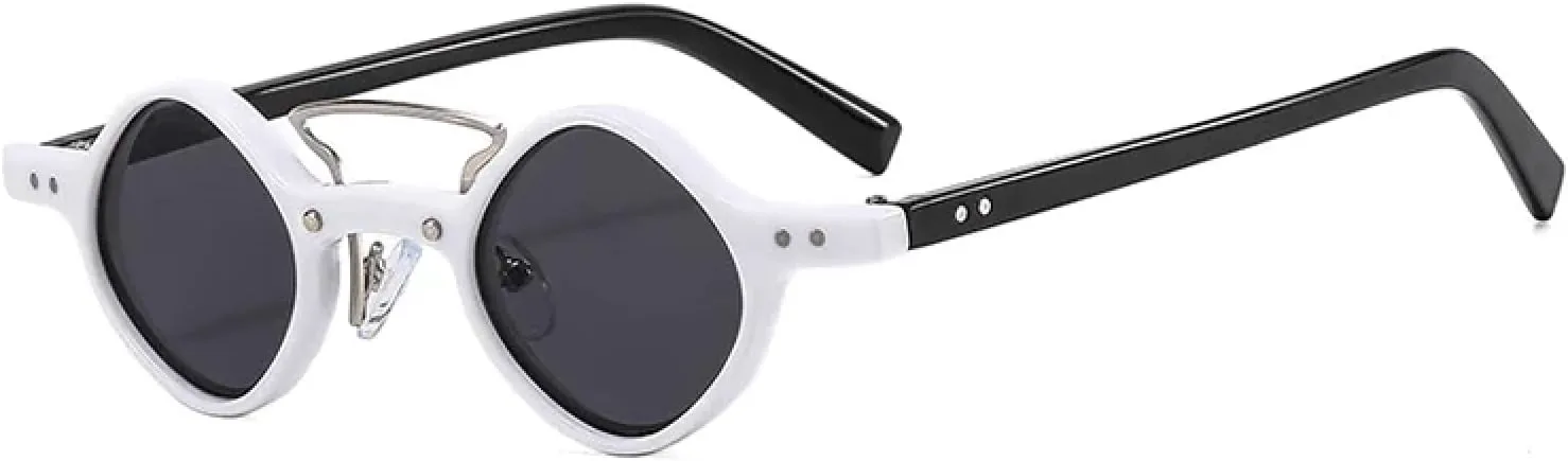 

Маленькие круглые солнцезащитные очки для мужчин и женщин в стиле стимпанк, с двойным градиентом, для вождения, защита от УФ-излучения UV400 DSVIGF, Whiteblack Grey