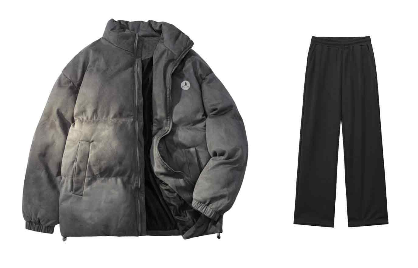 

BRUMAIRE Пуховик Unisex, Dark Gray Puffer Jacket (Comes with Casual Pants)