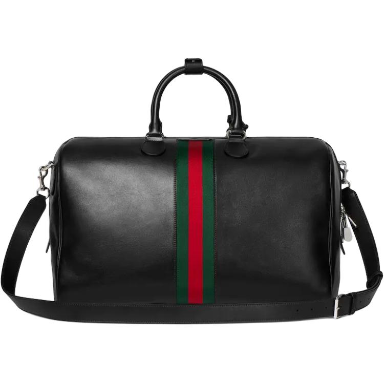 GUCCI Кожаная дорожная сумка WebTrademark Unisex Black — фото 3