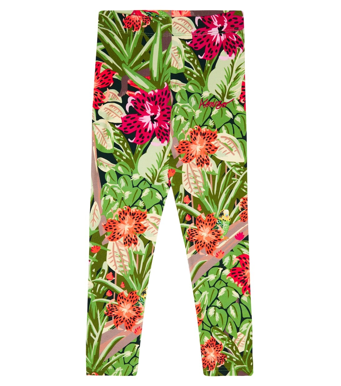 

Леггинсы из смесового хлопка с принтом jungle Kenzo Kids, мультиколор
