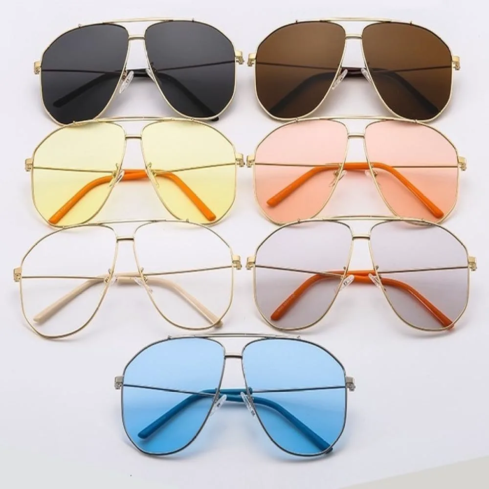 

Солнцезащитные очки Alloy Polygon 2027 для мужчин, модные авиационные солнцезащитные очки для женщин, ретро-розовые прозрачные очки большого размера MTZJH, Gold Tea