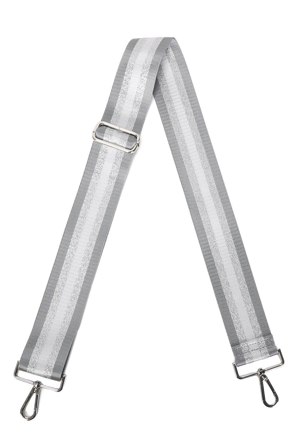 

Трехцветный регулируемый ремешок из холщовой ткани с серебряными блестками Fontanella Fashion, серый