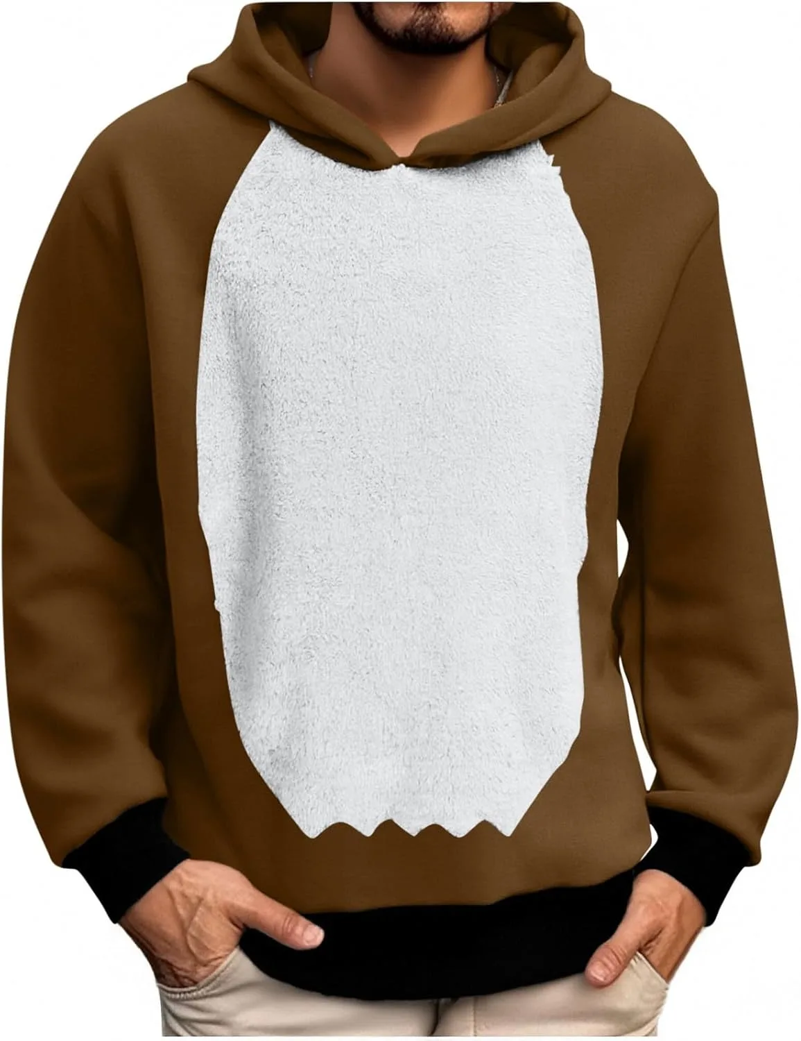 Толстовка с капюшоном для мужчин, Fleece, зимняя, с оленями — фото 3