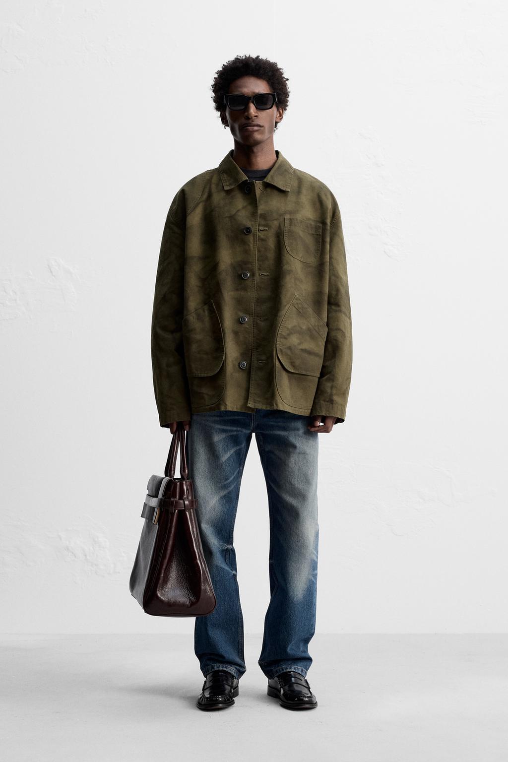 

Выцветшая куртка с карманами ZARA, цвет Brown/Green