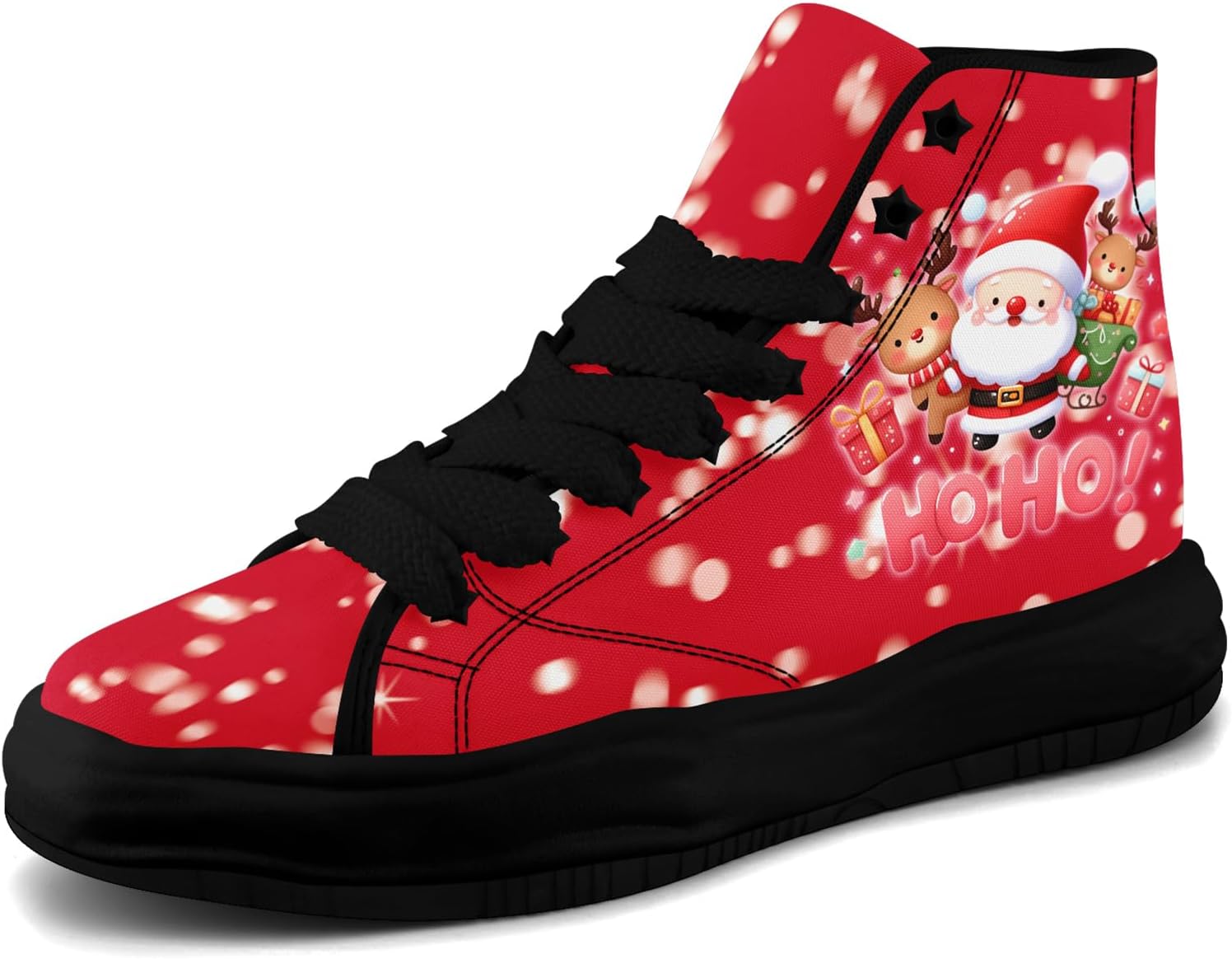 

Высокие кеды AWSOLE на Рождество для женщин и мужчин, милые праздничные кроссовки из холщовой ткани, для вечеринок, повседневные шнуровки, модная обувь для прогулок, белый/черный/красный/розовый