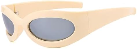 

Новые винтажные панк-спортивные женские солнцезащитные очки 2025 года, модные зеркальные очки для мужчин, солнцезащитные очки с защитой от УФ-излучения UV400 DSXLY, Beige Silver Mirror