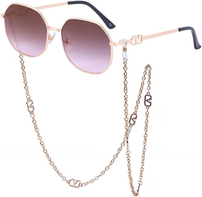 

Роскошные металлические солнцезащитные очки с цепочкой, уникальные многоугольные солнцезащитные очки, классические женские ретро-моды, солнцезащитные очки UV400 generic, 11