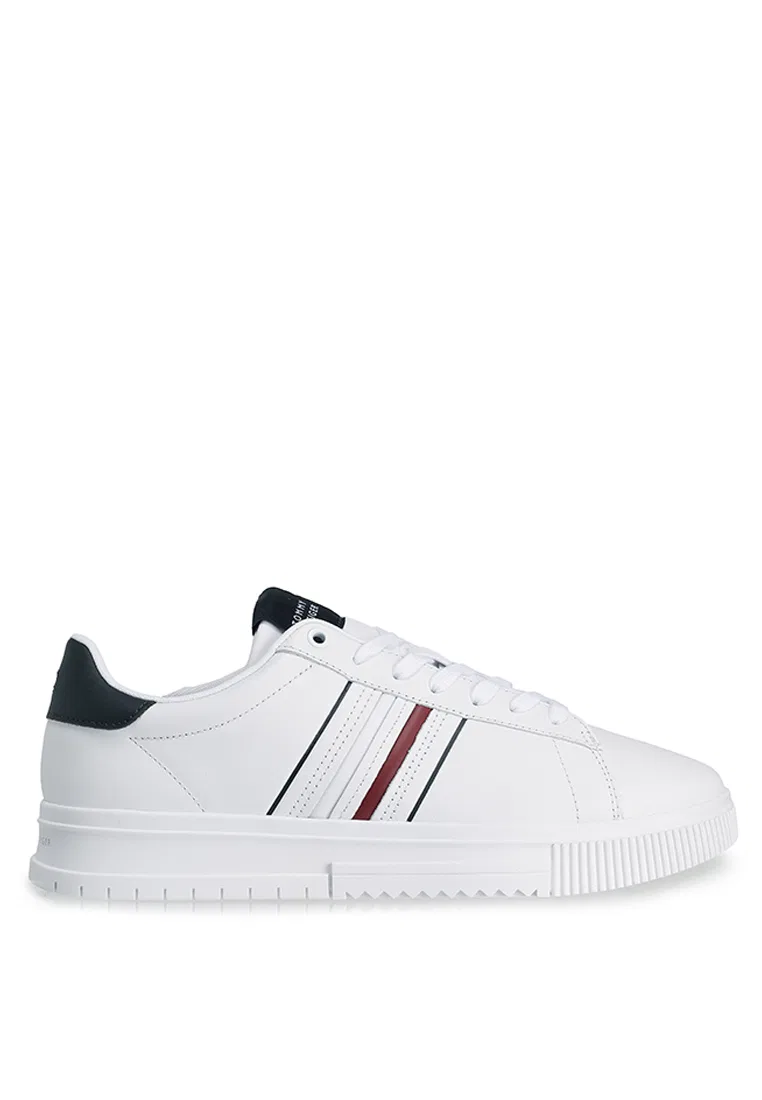 Кроссовки кожаные, полоски, Tommy Hilfiger, белый