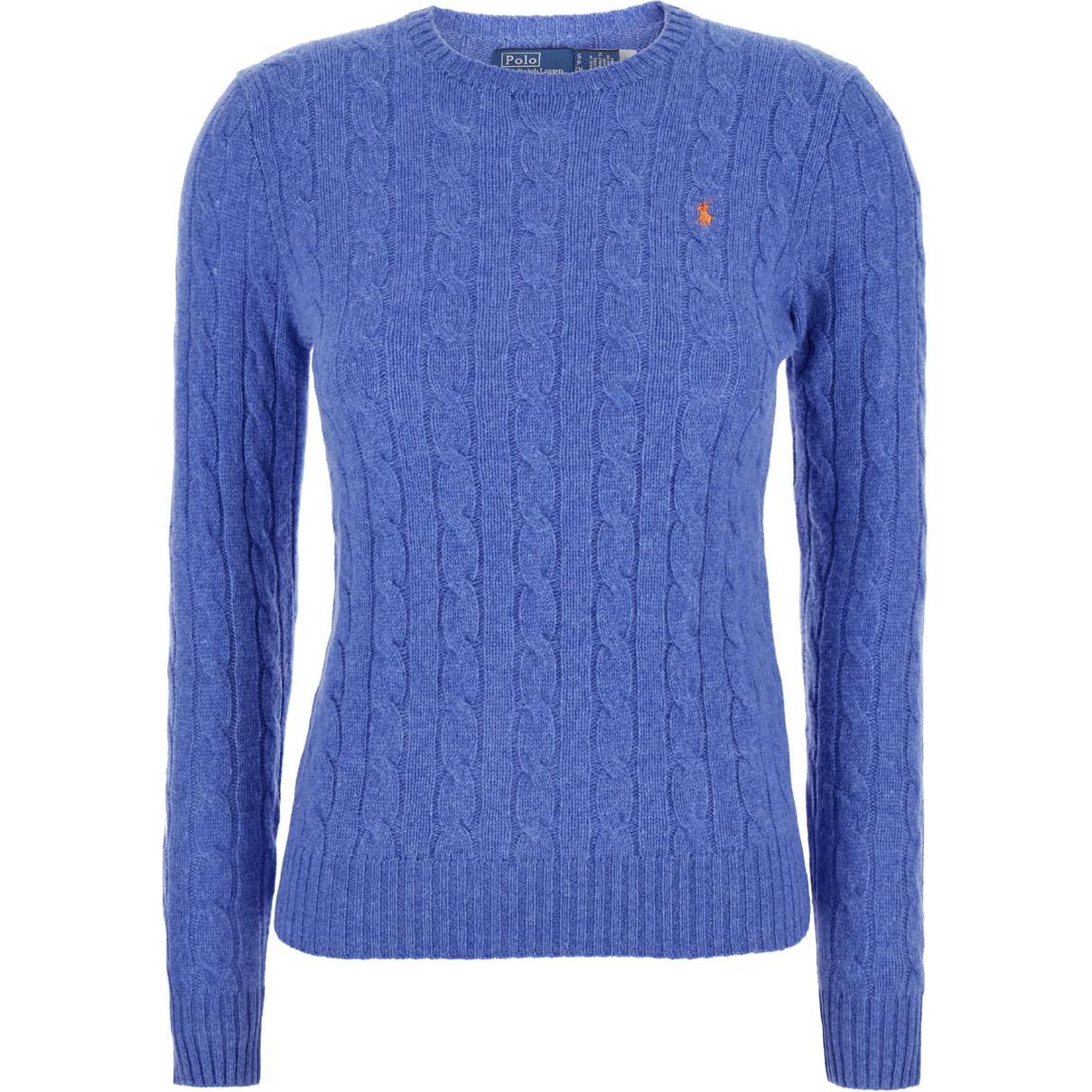 Пони с вышивкой свитер ажурной вязки Polo Ralph Lauren, синий