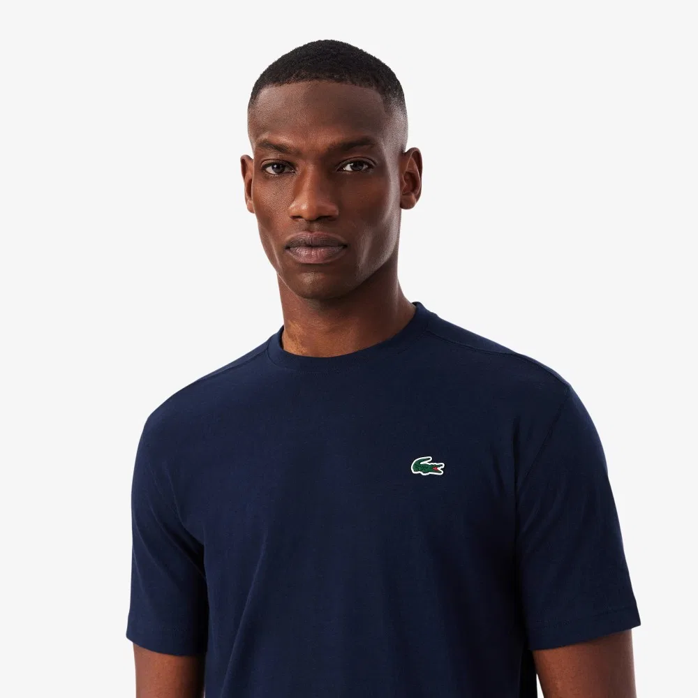 Мужская базовая тренировочная футболка, тёмно-синяя, от Lacoste — фото 2