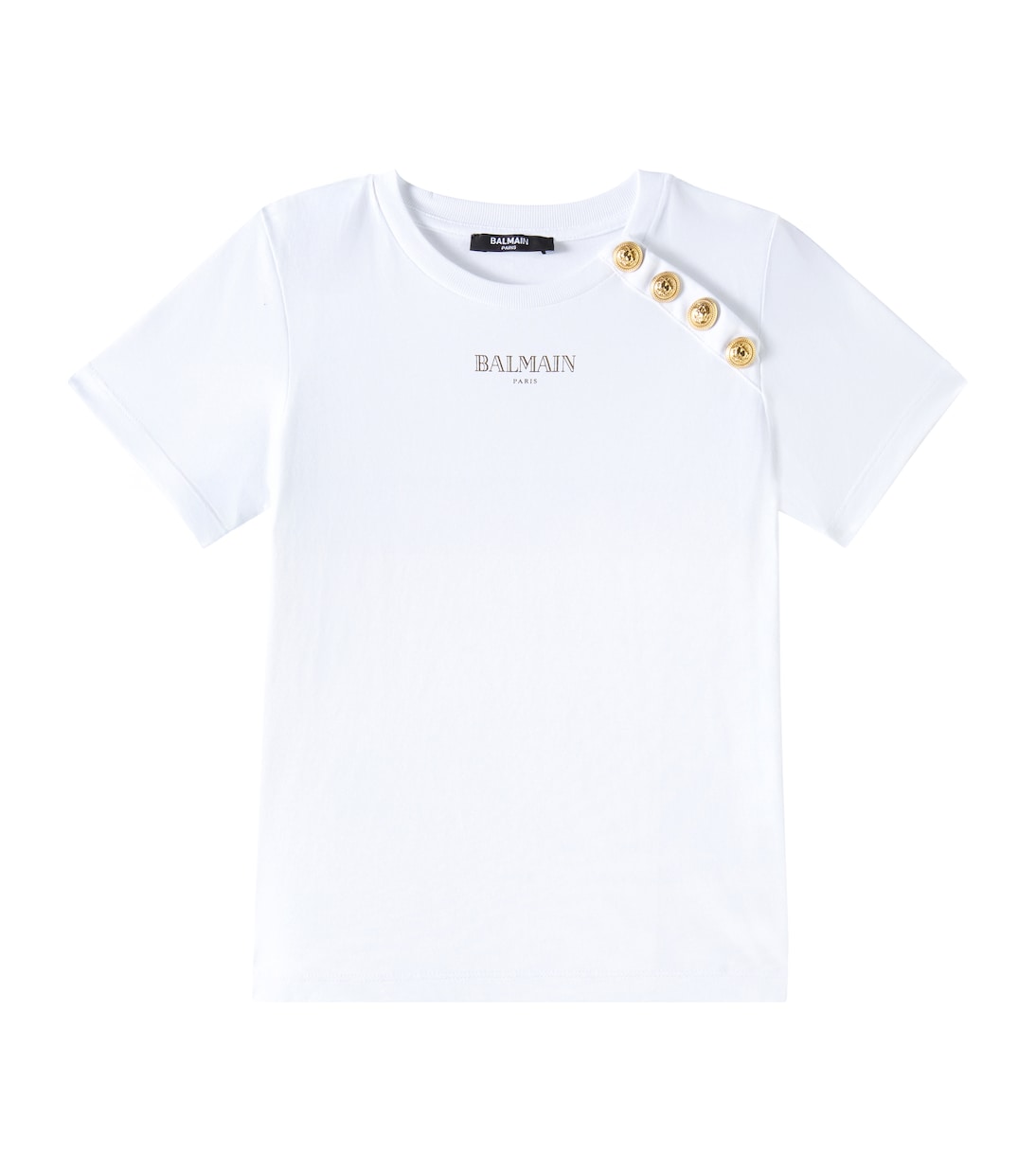 

Футболка из хлопкового джерси с логотипом Balmain Kids, White/Gold