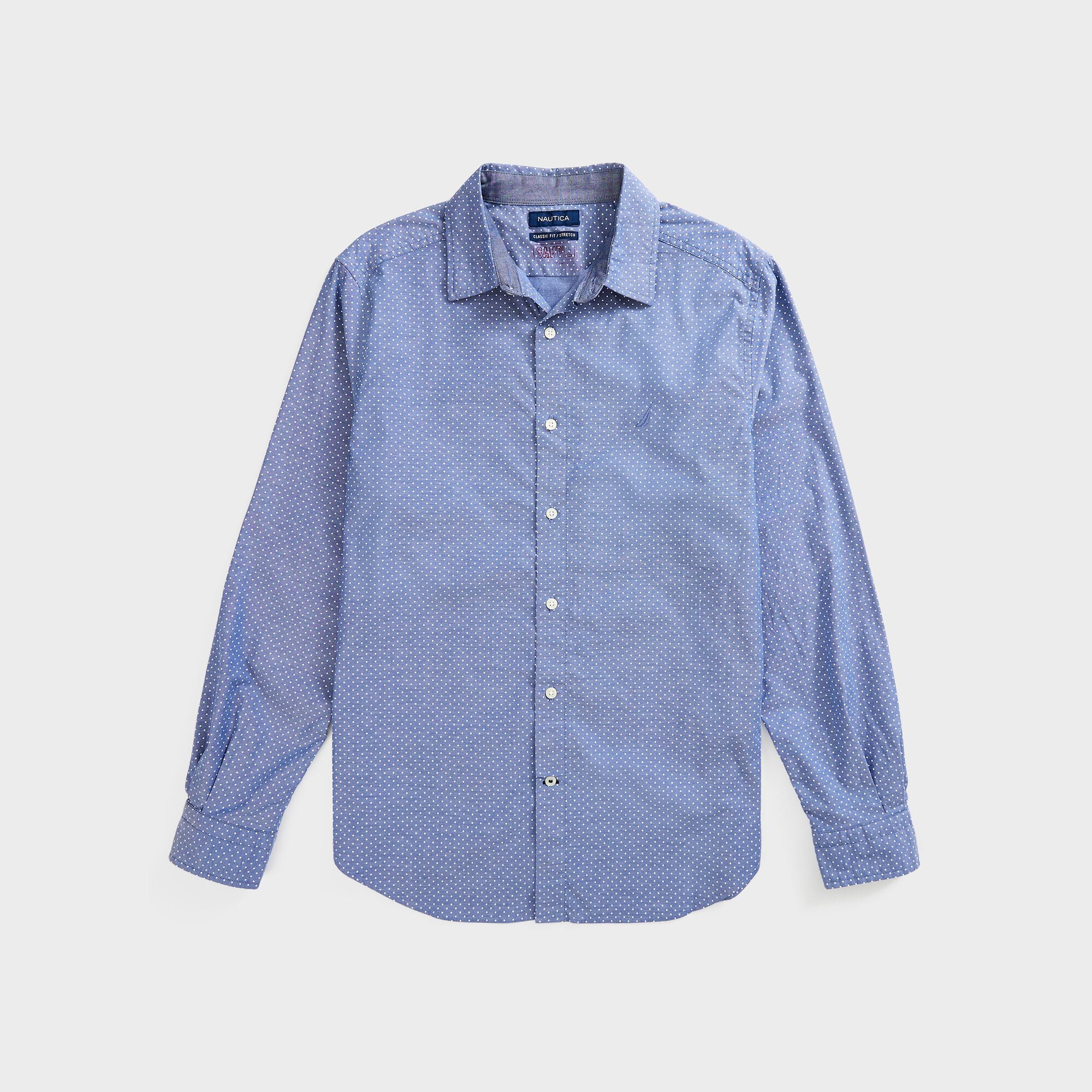 

Nautica Mens Big & Tall Classic Fit Оксфордская рубашка с принтом в горошек, цвет limoges
