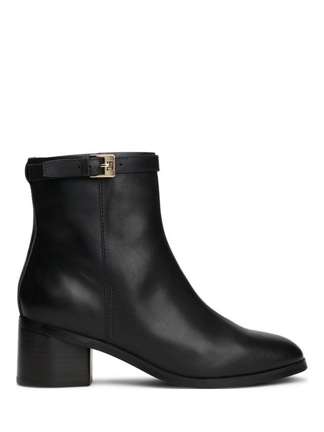 Кожаные ботинки до щиколотки с пряжкой и монограммой TH Tommy Hilfiger, Black