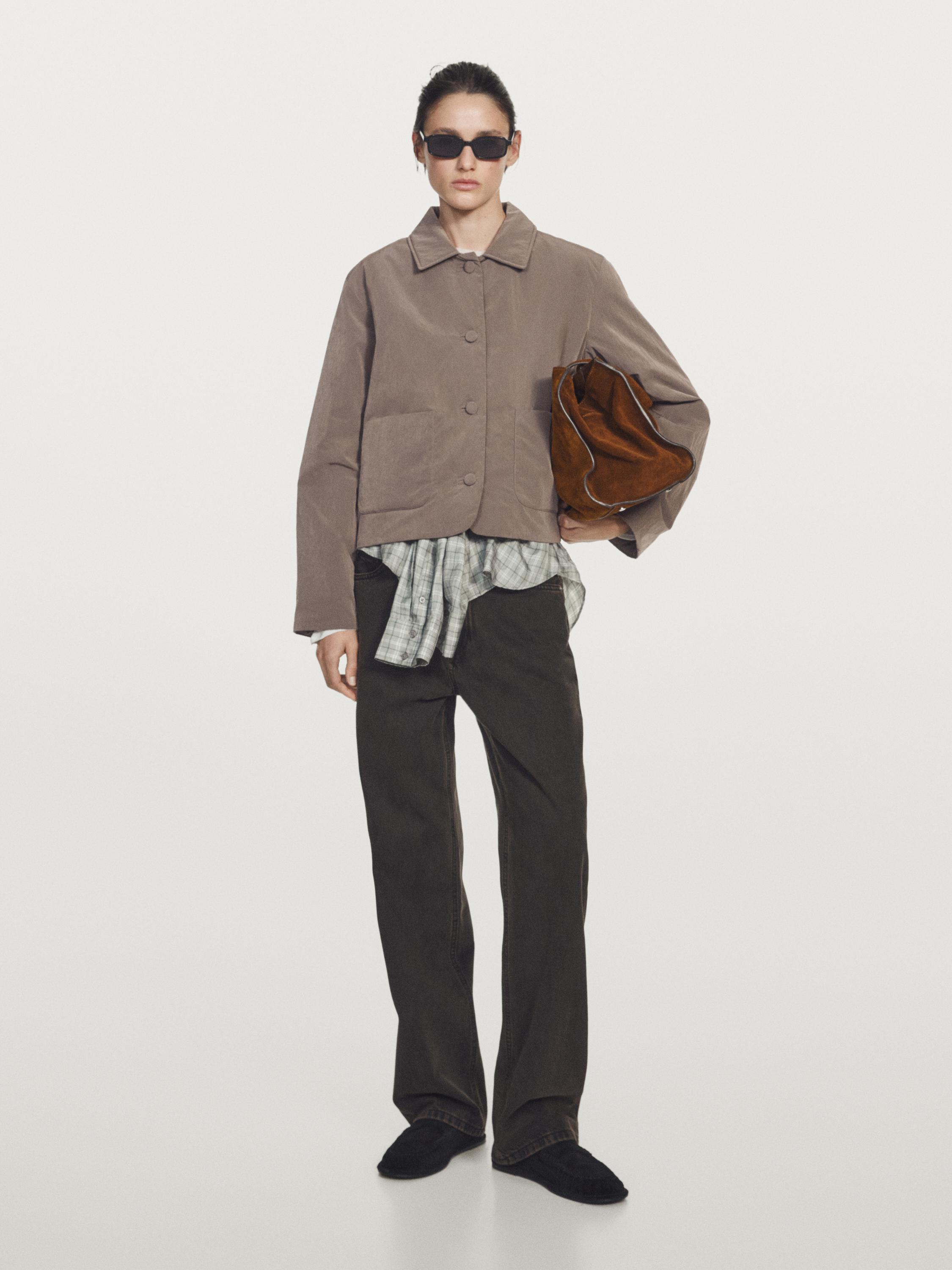 

Короткая водоотталкивающая куртка-пуховик Massimo Dutti, Mole Brown