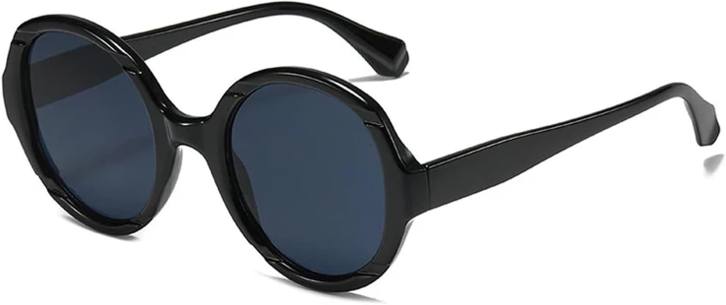 

Модные солнцезащитные очки в большой круглой оправе для мужчин и женщин, винтажные, класса люкс, для активного отдыха, путешествий и вождения, защита от УФ-излучения UV400 TKKTLLT, Black Gray