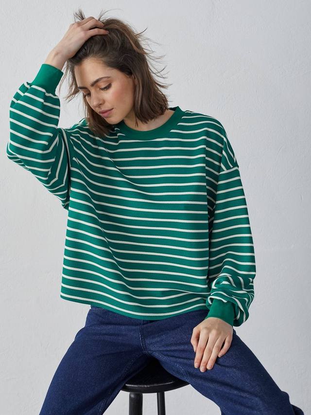 

Элисо свитер свободного кроя в полоску Sisters Point, Green/Cream