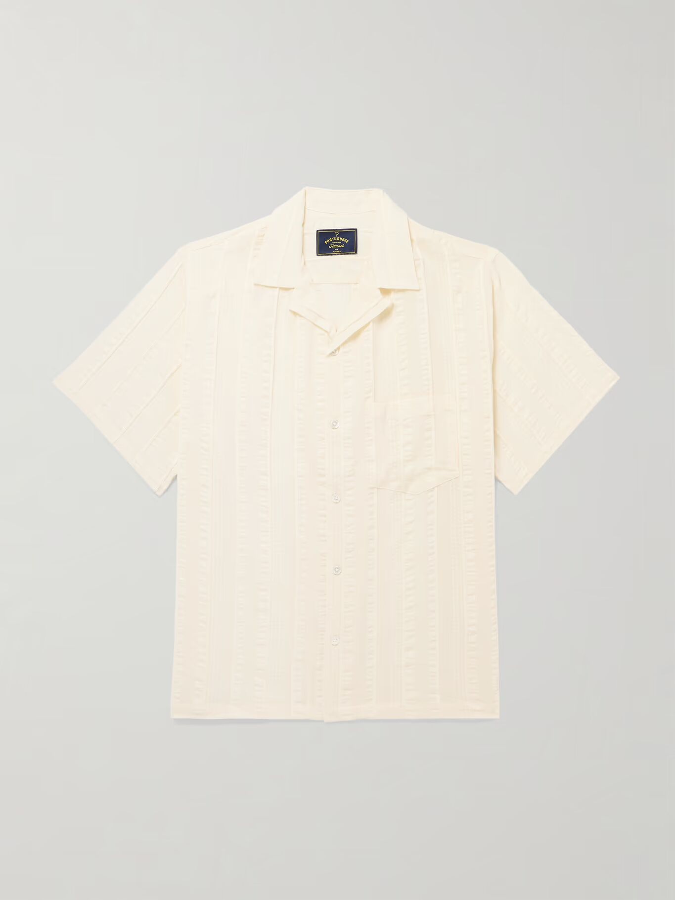 

Рубашка из хлопка-вуали с вышитым полосатым воротником Punta PORTUGUESE FLANNEL, экрю