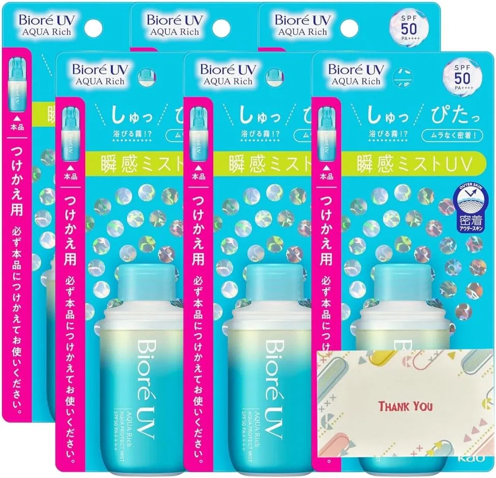 Солнцезащитный спрей-туман Biore UV Aqua Rich Aqua Protect Mist Refill 60 мл, набор 6 шт Kunutonn