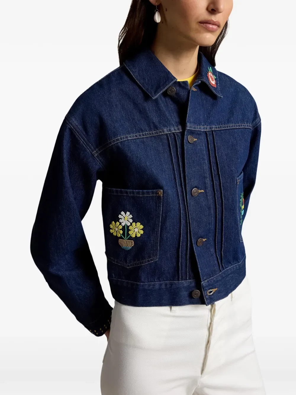 Джинсовая куртка с декором из бисера Polo Ralph Lauren, синий — фото 4