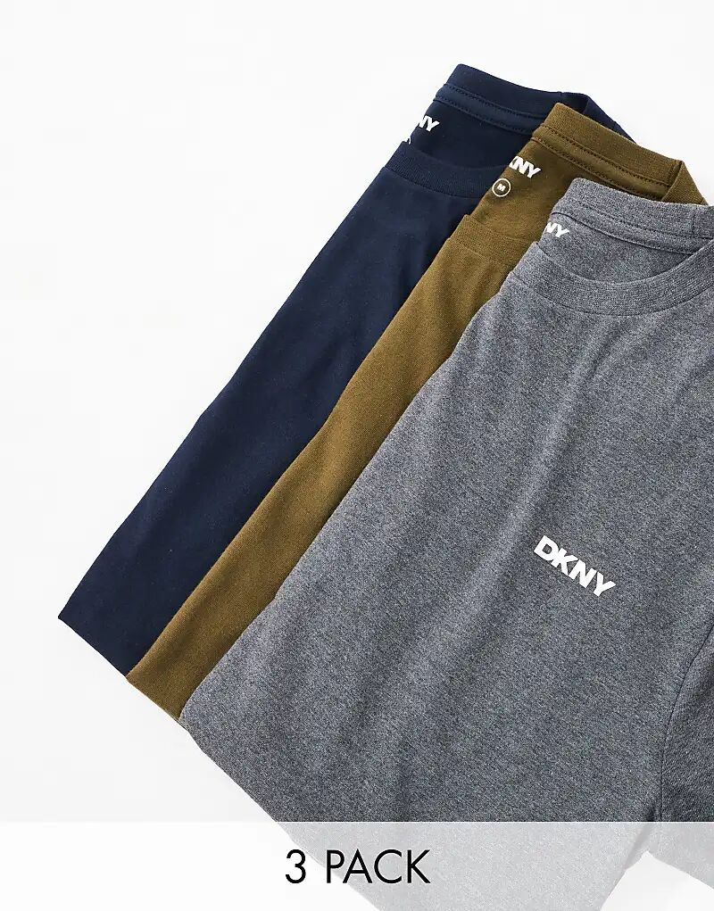 

Упаковка из 3 больших футболок зеленого цвета DKNY