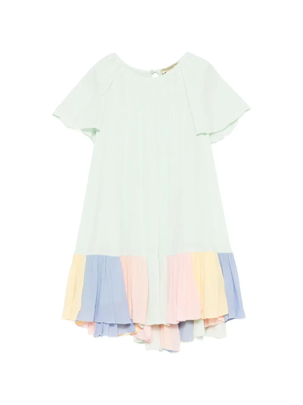 Платье с оборками и цветовыми блоками Stella Mccartney Kids, зеленый