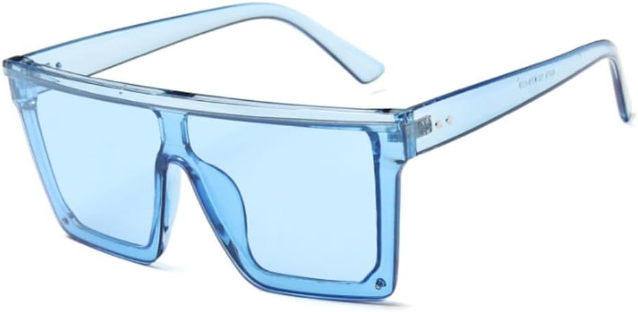 

Большие цельные защитные солнцезащитные очки для женщин и мужчин, квадратная оправа, для отдыха на природе, пляжа и путешествий Weloveushop, Transparent Blue Frame Blue Flakes