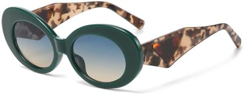 

Ретро-очки овальной формы 2026 года с контрастными цветами для женщин, модные очки «кошачий глаз» для мужчин, трендовые градиентные оттенки, солнцезащитные очки UV400 MTZJH, Green