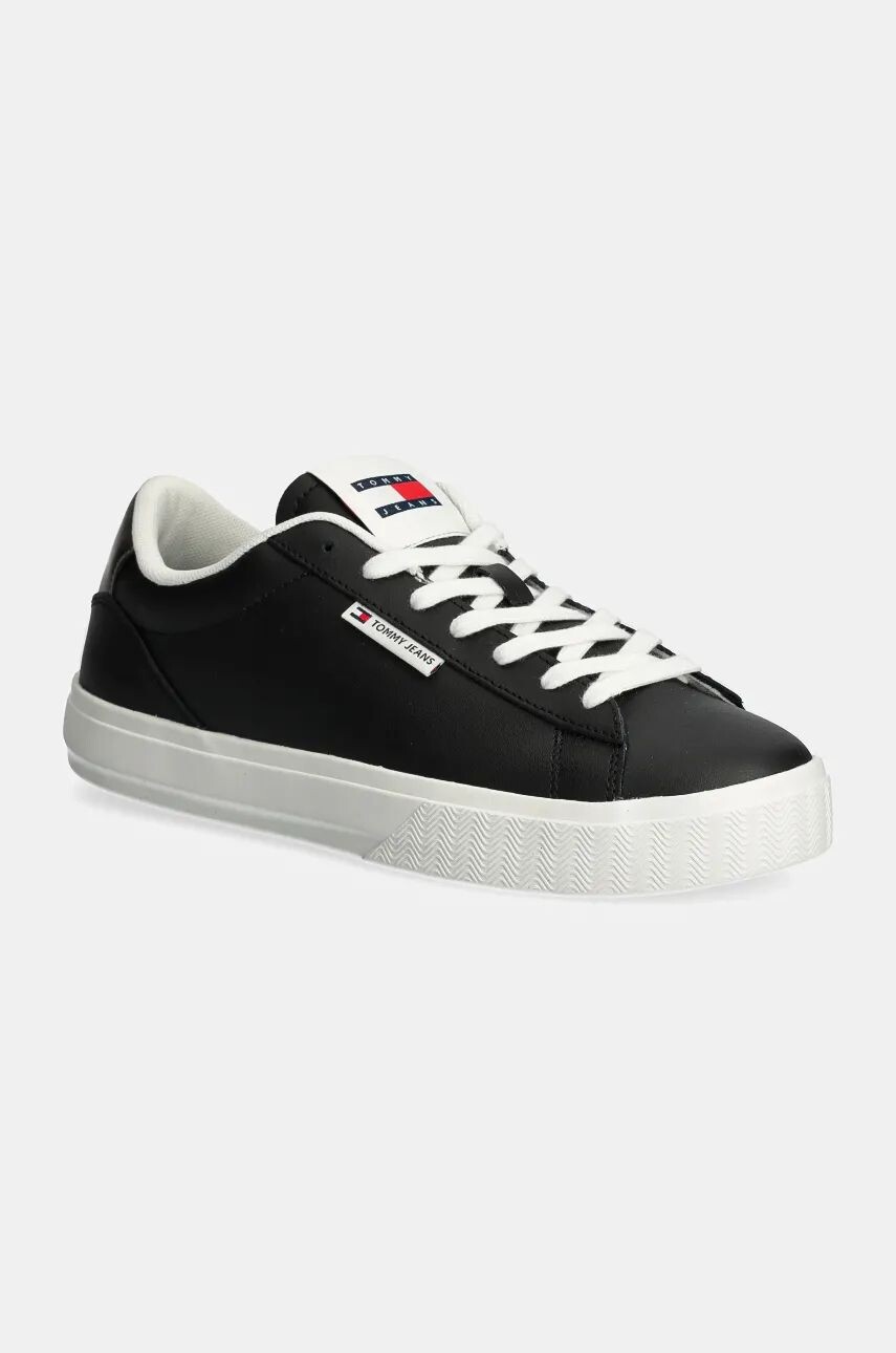 Кожаные кроссовки Tommy Jeans TJW CUPSOLE SNEAKER METALLIC, черный