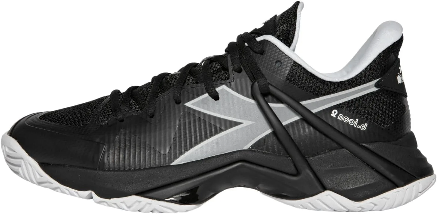Мужские теннисные кроссовки B.Icon 2 для любых типов покрытия Diadora, черный/серебристый/белый — фото 2
