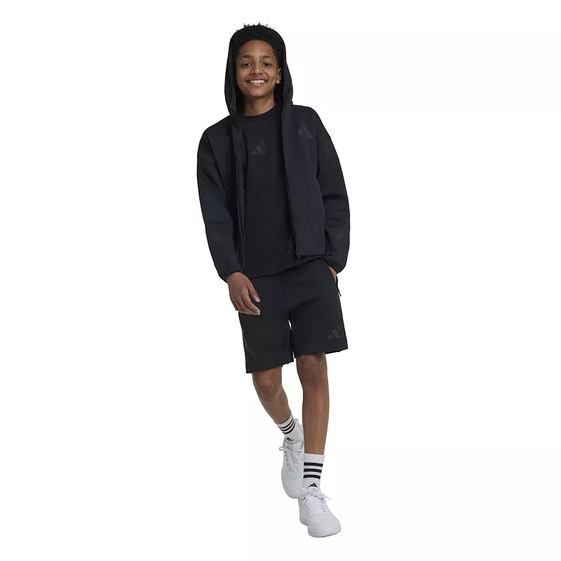Детские кроссовки Adidas Z.N.E. Спортивная куртка с капюшоном и молнией во всю длину, черный — фото 2