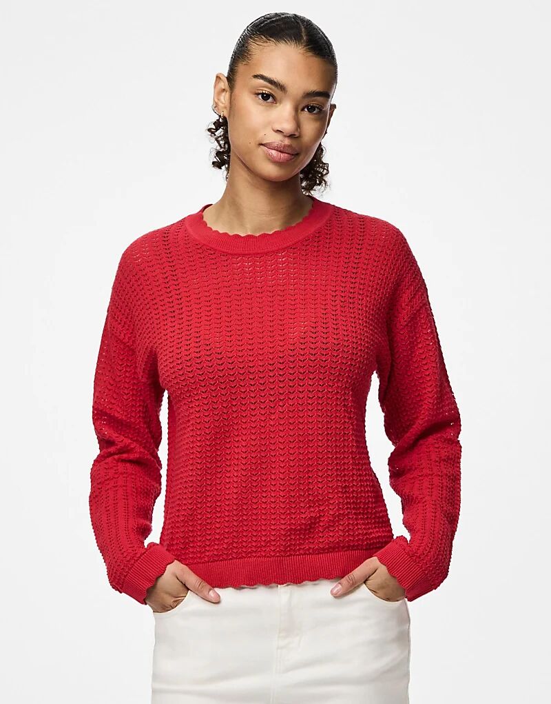 

Вязаный джемпер Pieces в цвете «леденец»