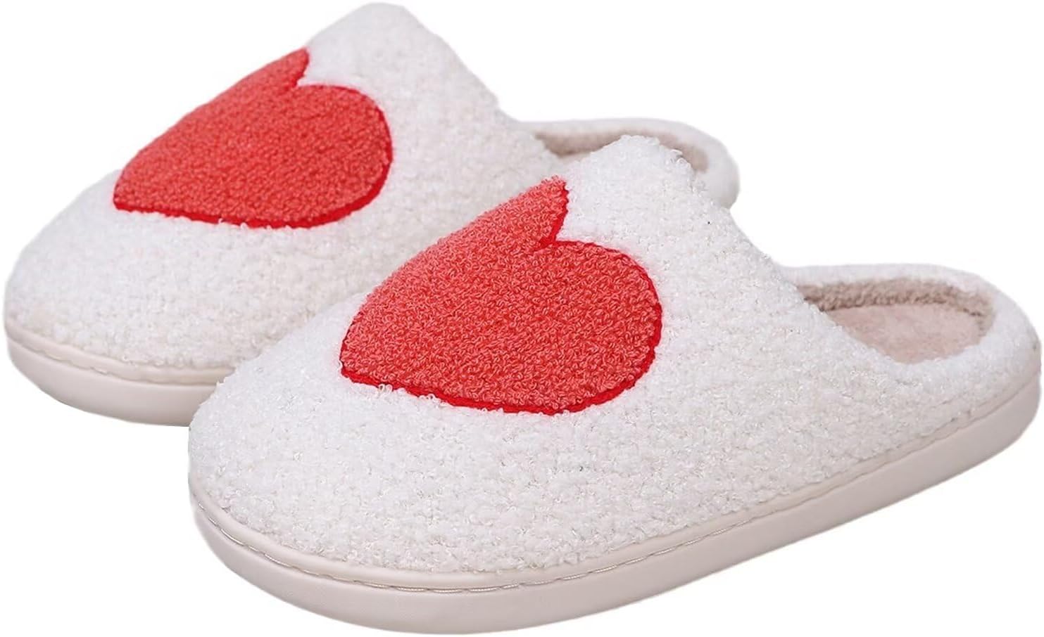

KEYUSHOP Любимые тапочки для женщин и мужчин, пушистые тапочки с сердечком, зимние тапочки для пар, удобные тапочки на слипоне, C