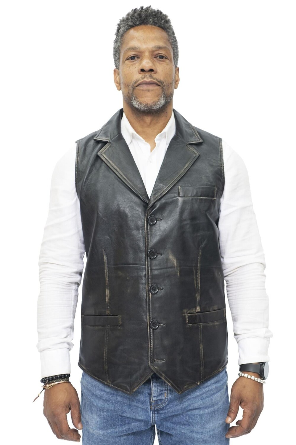 

Элегантный классический кожаный жилет бристоль Infinity Leather, черный