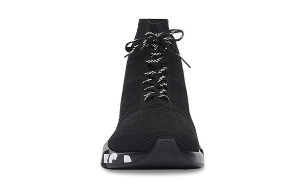 Кроссовки speed lace up sneakers 'black recycled knit with black and white grafffiti sole unit' Balenciaga, черный — фото 2