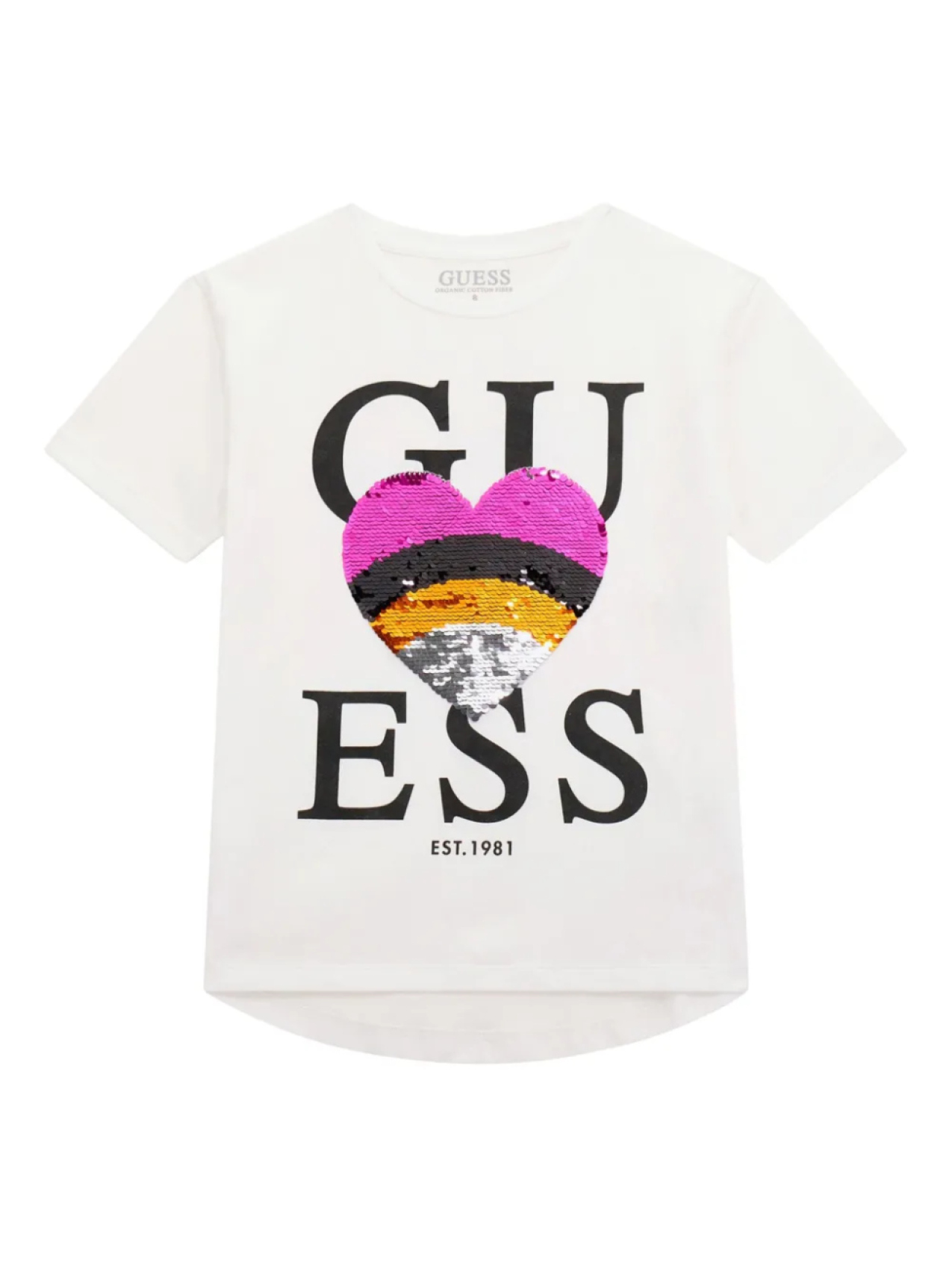 

Футболка с пайетками в форме сердца guess kids, белый