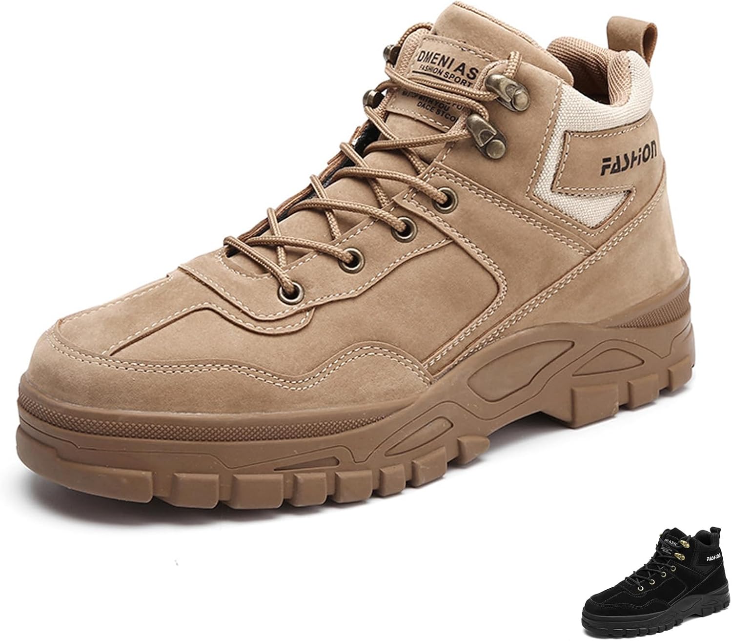 

Мужские кожаные высокие ботинки на платформе для походов, ретро, удобные, с круглым носком, шнуровкой, противоскользящей ребристой подошвой, тактические ботинки, для активного отдыха, прогулок, спорта и мотоцикета Nsneond, хаки