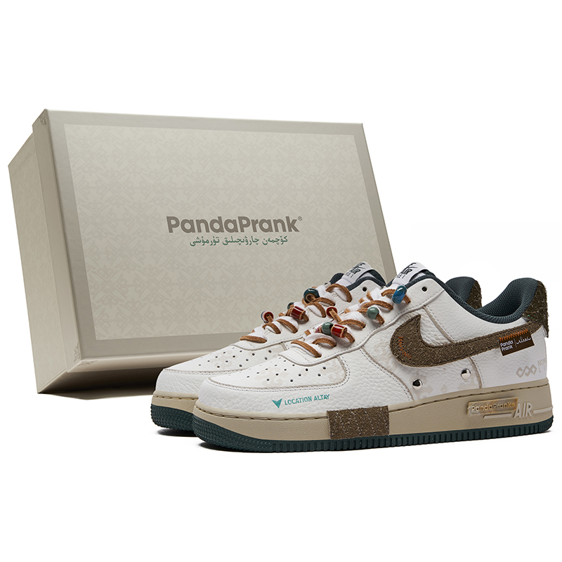 

Кроссовки Nike Air Force 1 Skateboard мужские низкие бело-зелено-коричневые