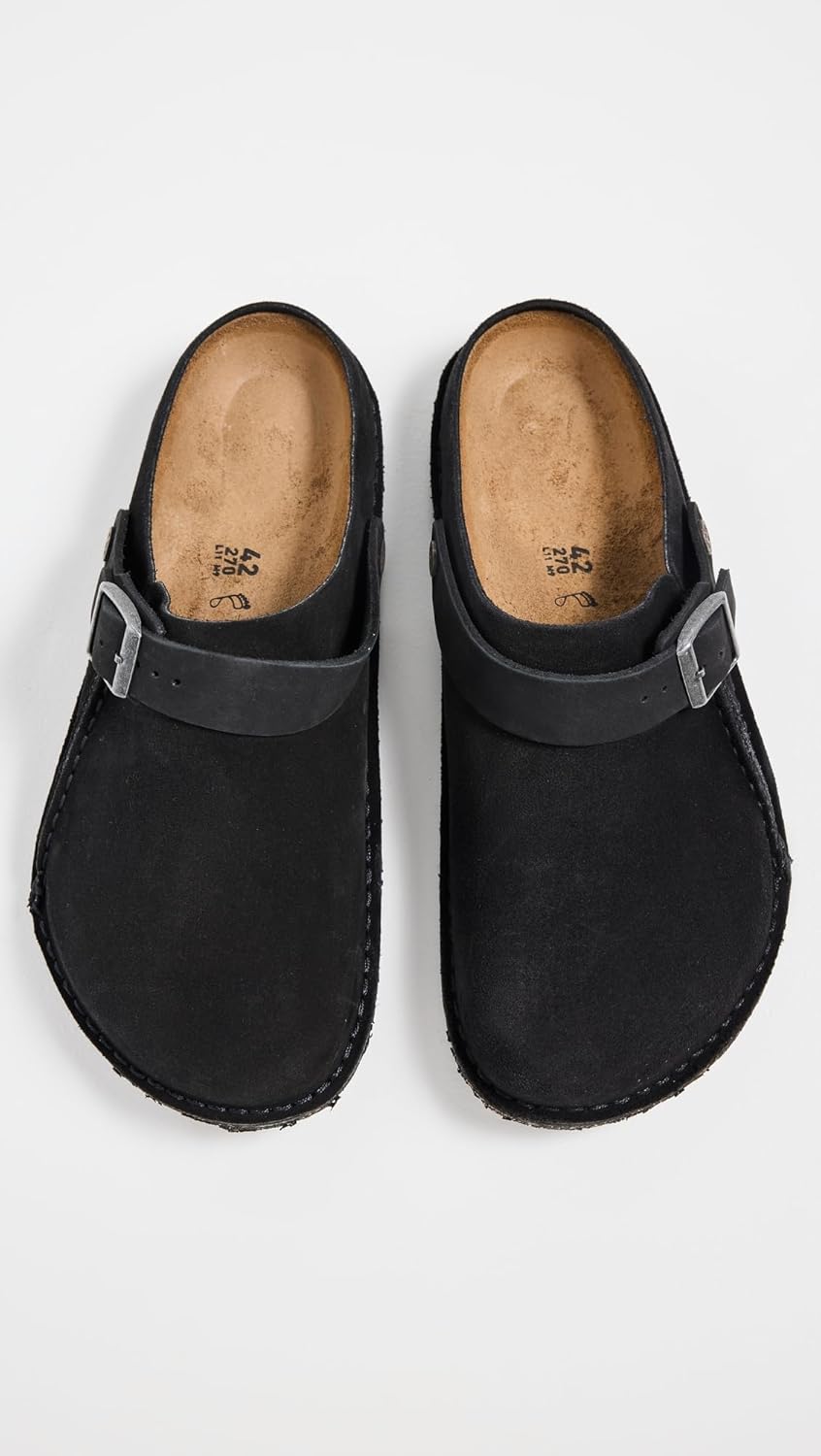 Мужские сабо Birkenstock Lutry из премиальной замши, черный — фото 4
